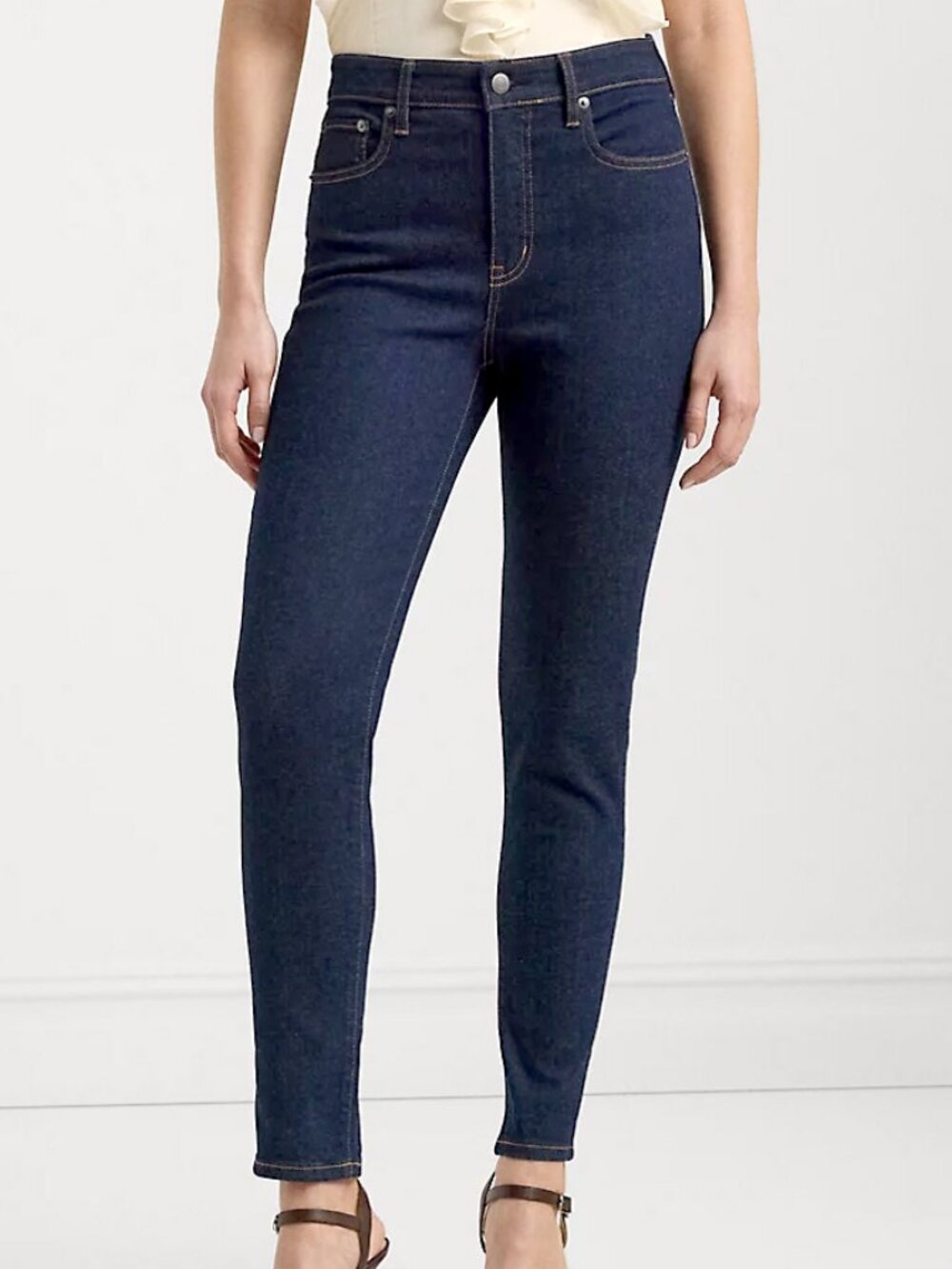 Lauren Ralph Lauren High Rise Skinny Ankle Jeans 4P Dark Rinse Petite